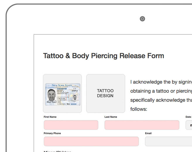 Tattoo & body piercing release form
